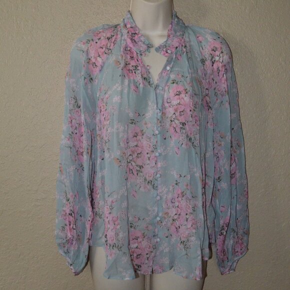 NWT $295 Sz XS Love Shack Fancy Valeria Top Burnt Pink Skies Viscose Blouse - Picture 2 of 7